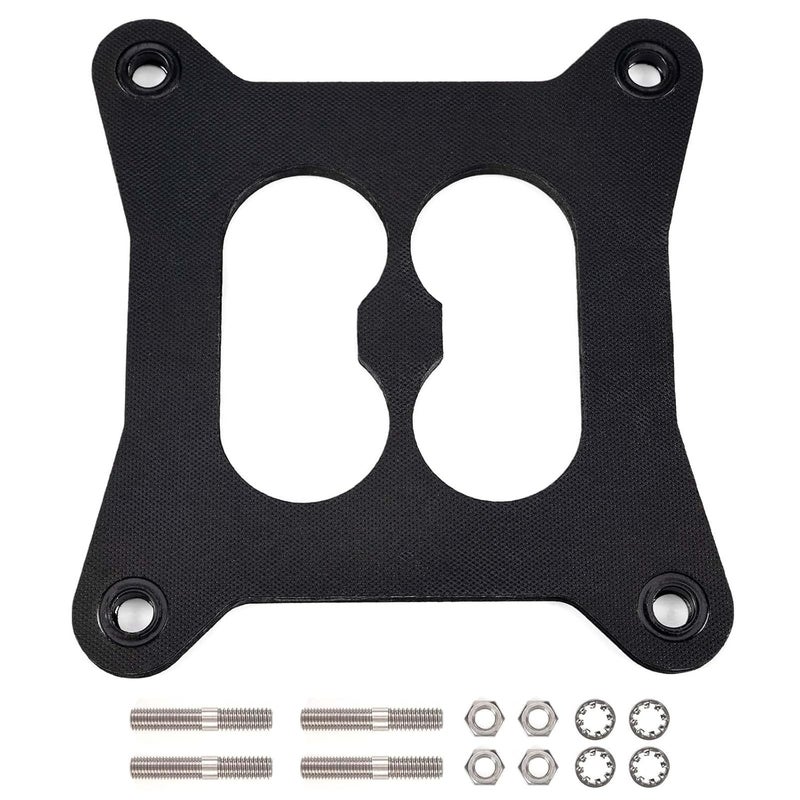 Atesilor 9266 Divided Square Bore Carburetor Heat Insulator Gasket Spacer with Mounting Stud Kit Fit for Edelbrock Performer Holley Thunder Carburetors & Divided Plenum Manifolds, Replace 2732 - Image 1